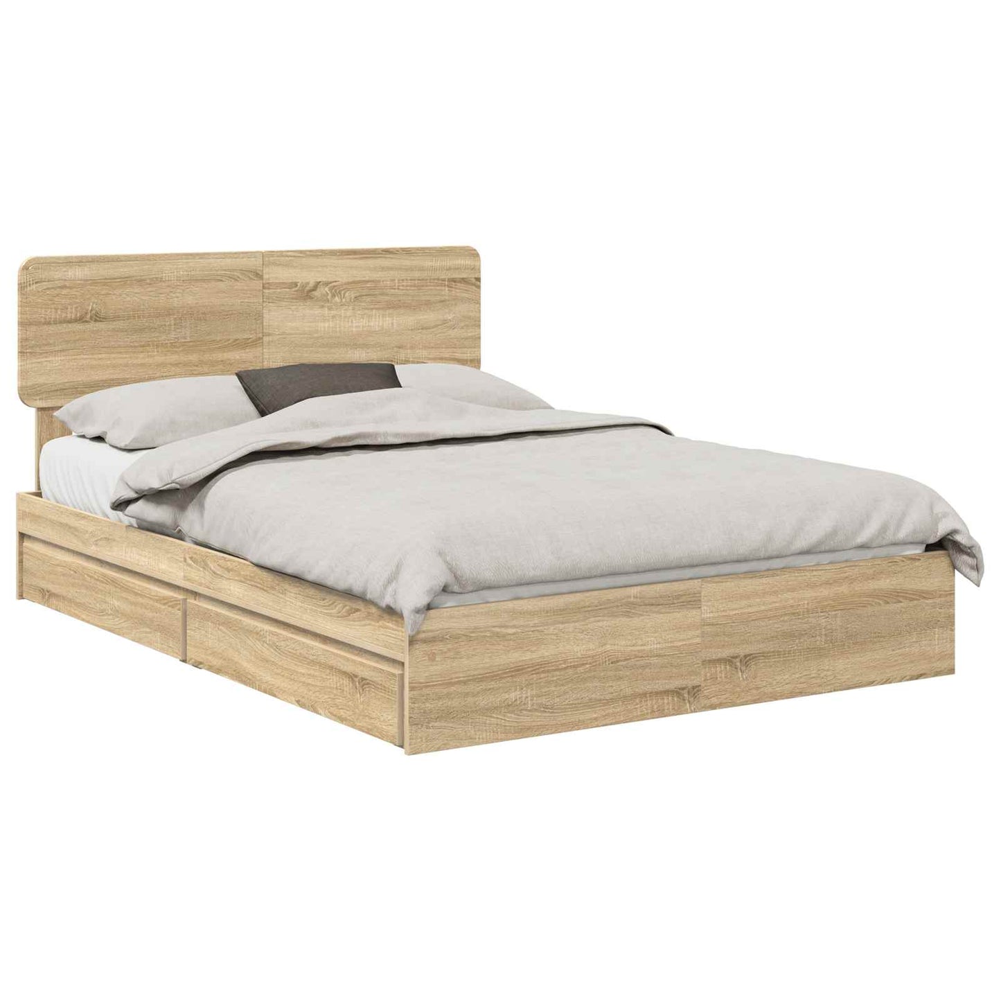 vidaXL Κρεβάτι Αποθήκης Δρύς Sonoma 140 x 200 cm Επεξεργασμένο Ξύλο