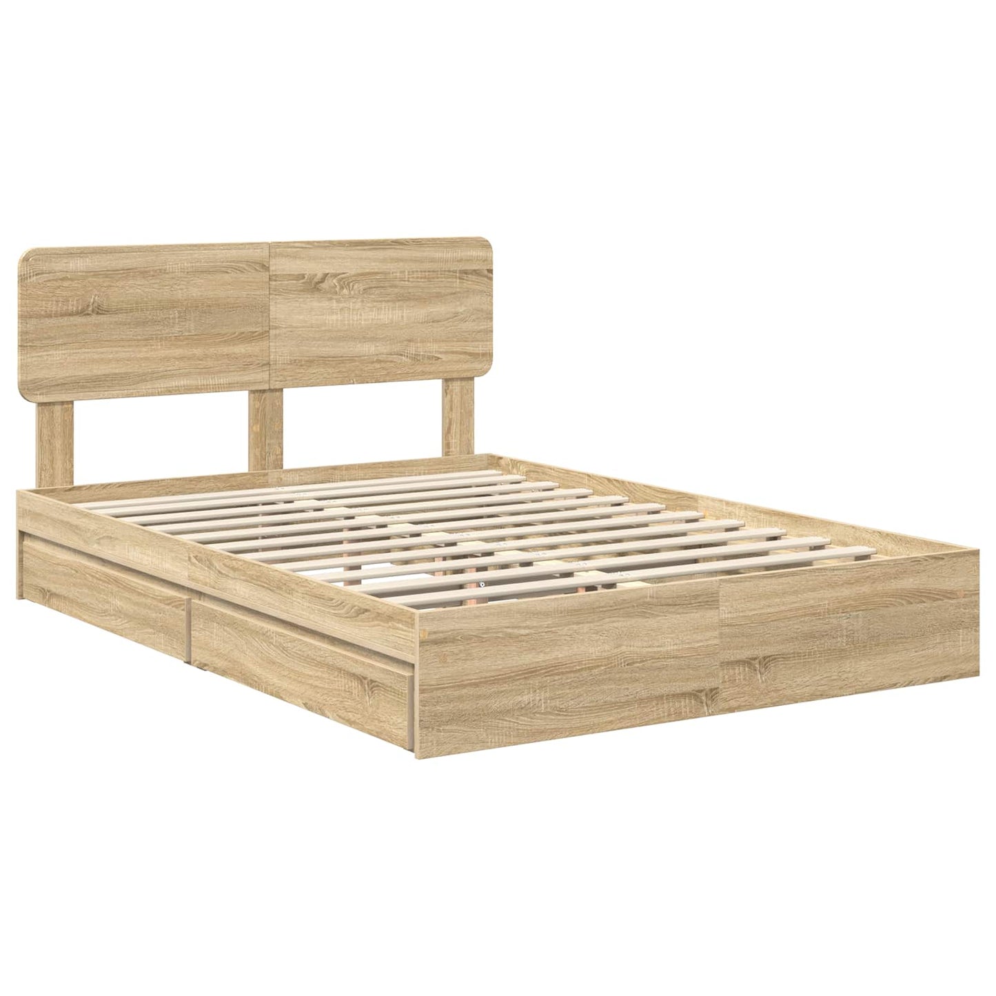 vidaXL Κρεβάτι Αποθήκης Δρύς Sonoma 140 x 200 cm Επεξεργασμένο Ξύλο