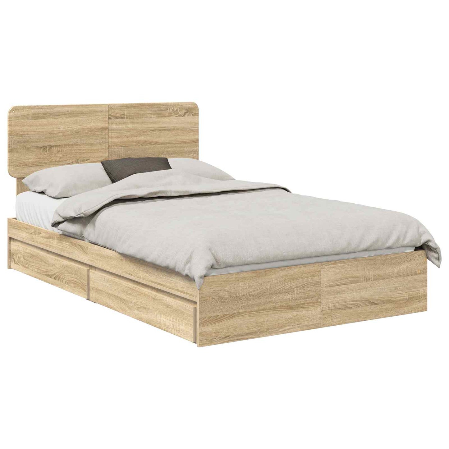 vidaXL Κρεβάτι Αποθήκης Δρύς Sonoma 135 x 190 cm Επεξεργασμένο Ξύλο