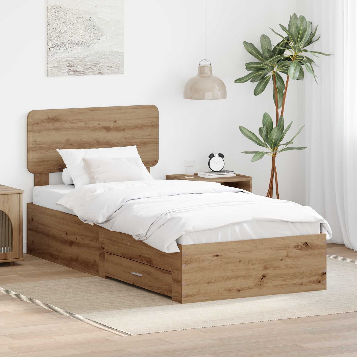 vidaXL Σκελετός Κρεβατιού Artisan Oak 100 x 200 cm Επεξεργασμένο Ξύλο