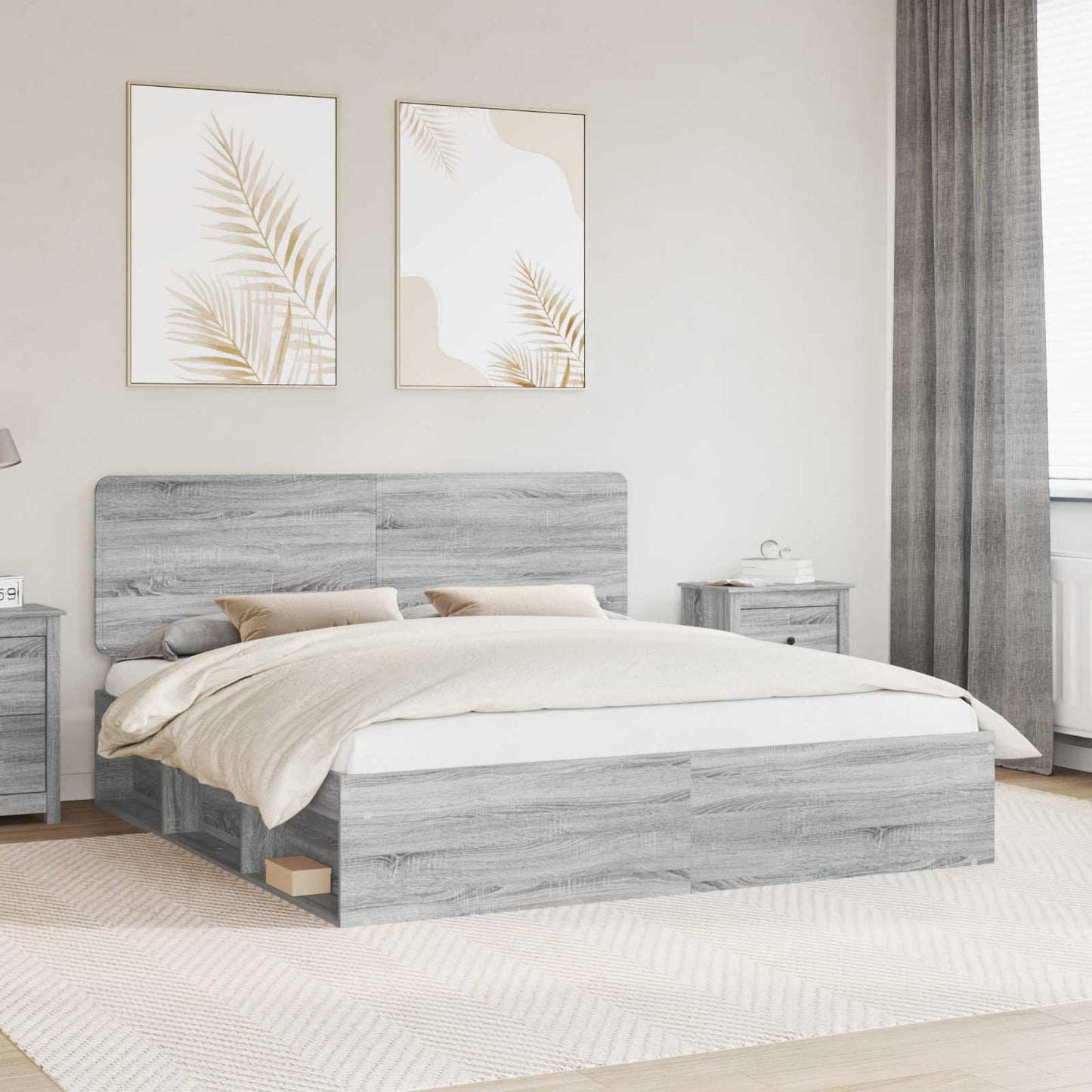 vidaXL Σκελετός Κρεβατιού Γκρι Sonoma 180 x 200 cm