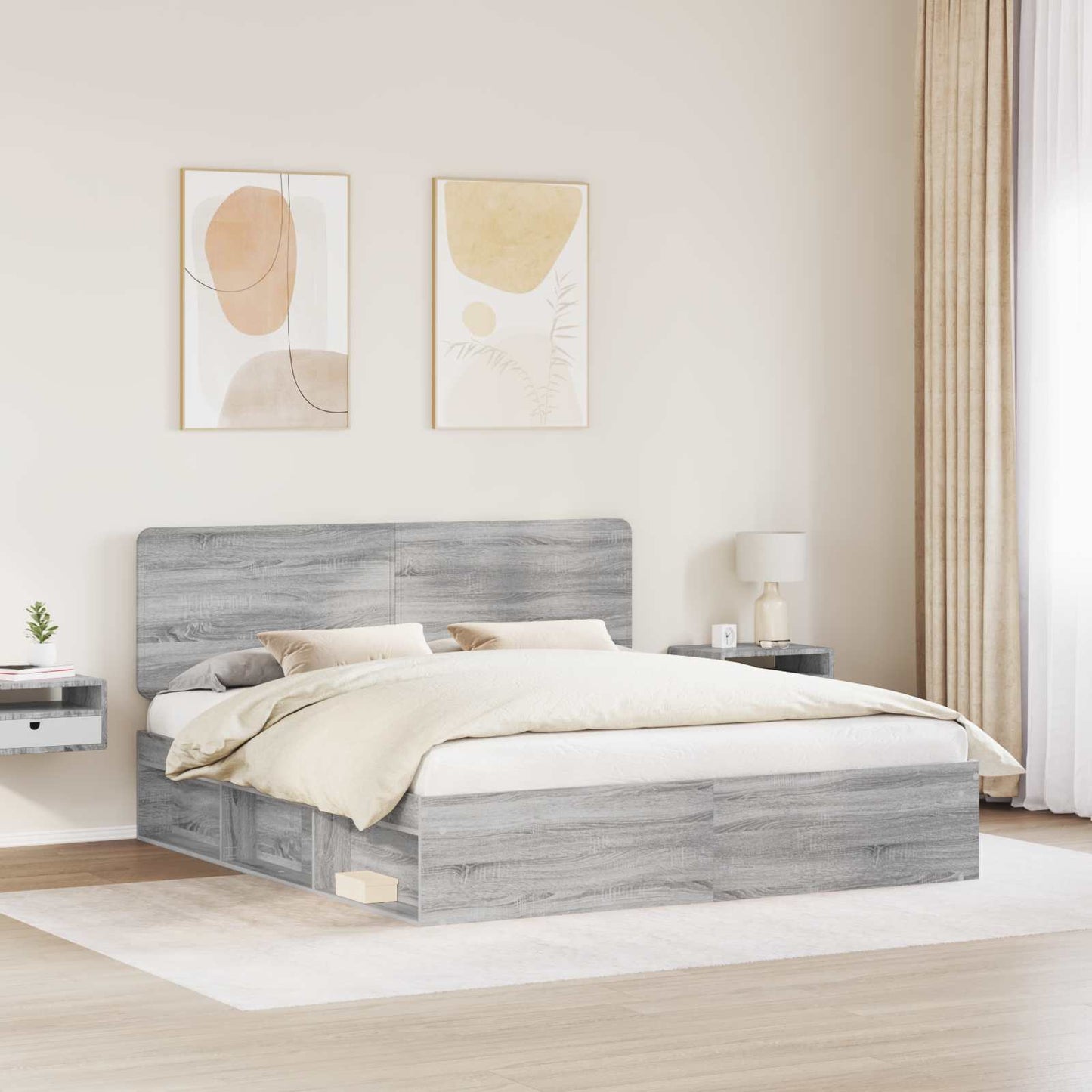 vidaXL Σκελετός Κρεβατιού Γκρι Sonoma 180 x 200 cm