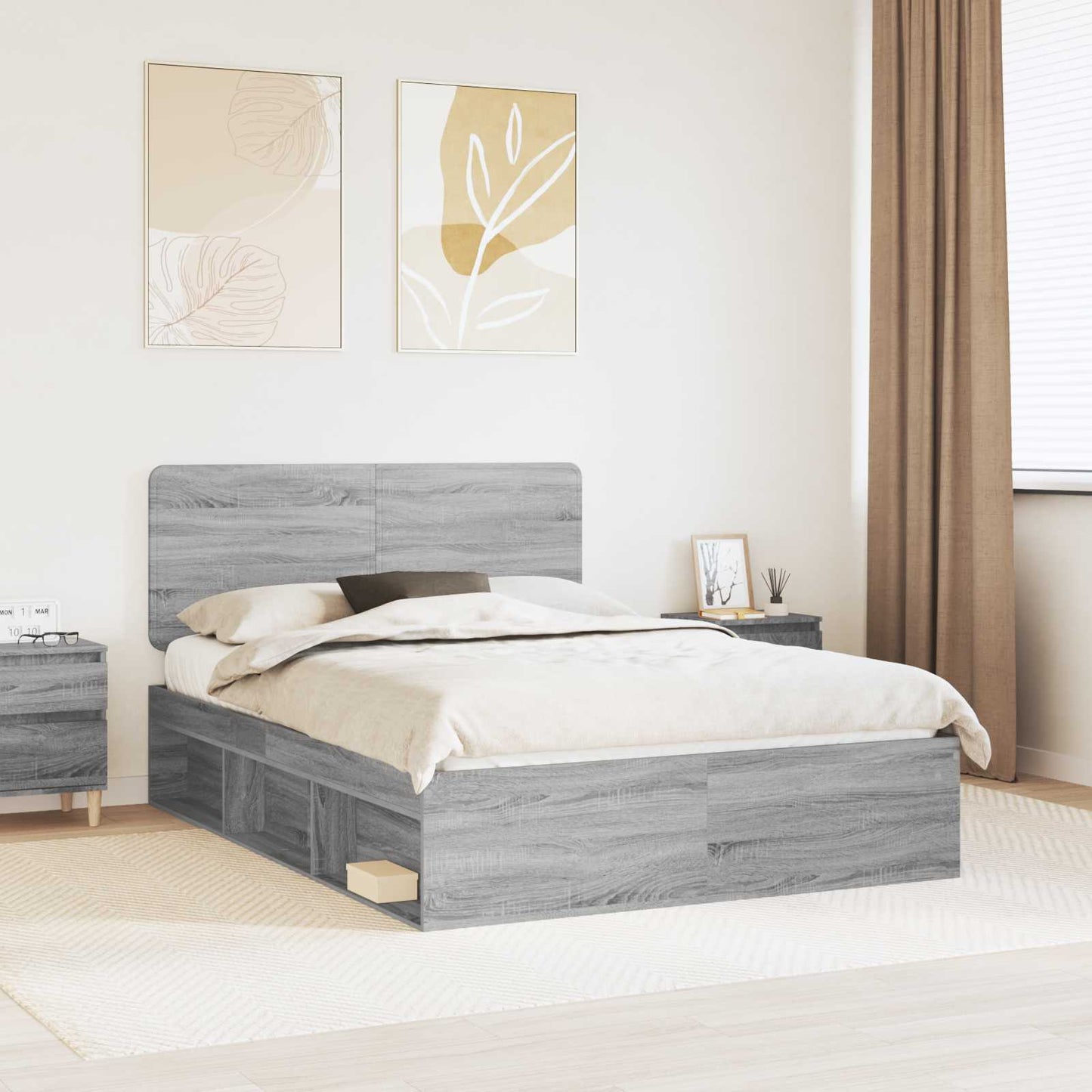 vidaXL Σκελετός Κρεβατιού Γκρι Sonoma 160 x 200 cm