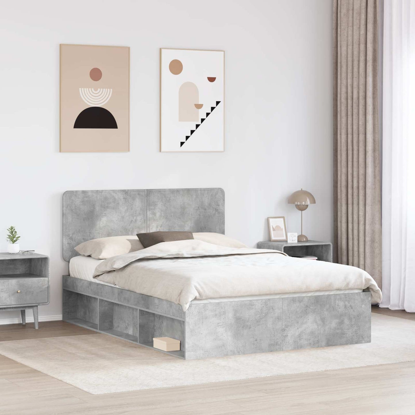 vidaXL Σκελετός Κρεβατιού Γκρι Σκυροδέματος 140 x 200 cm