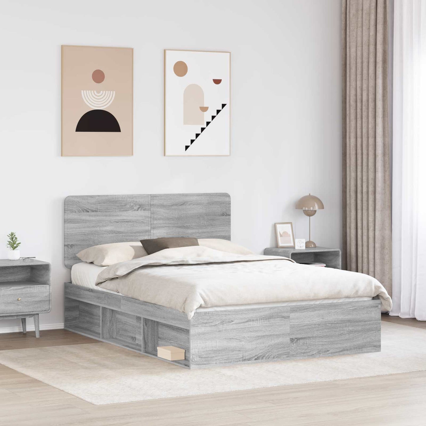vidaXL Σκελετός Κρεβατιού Γκρι Sonoma 140 x 200 cm
