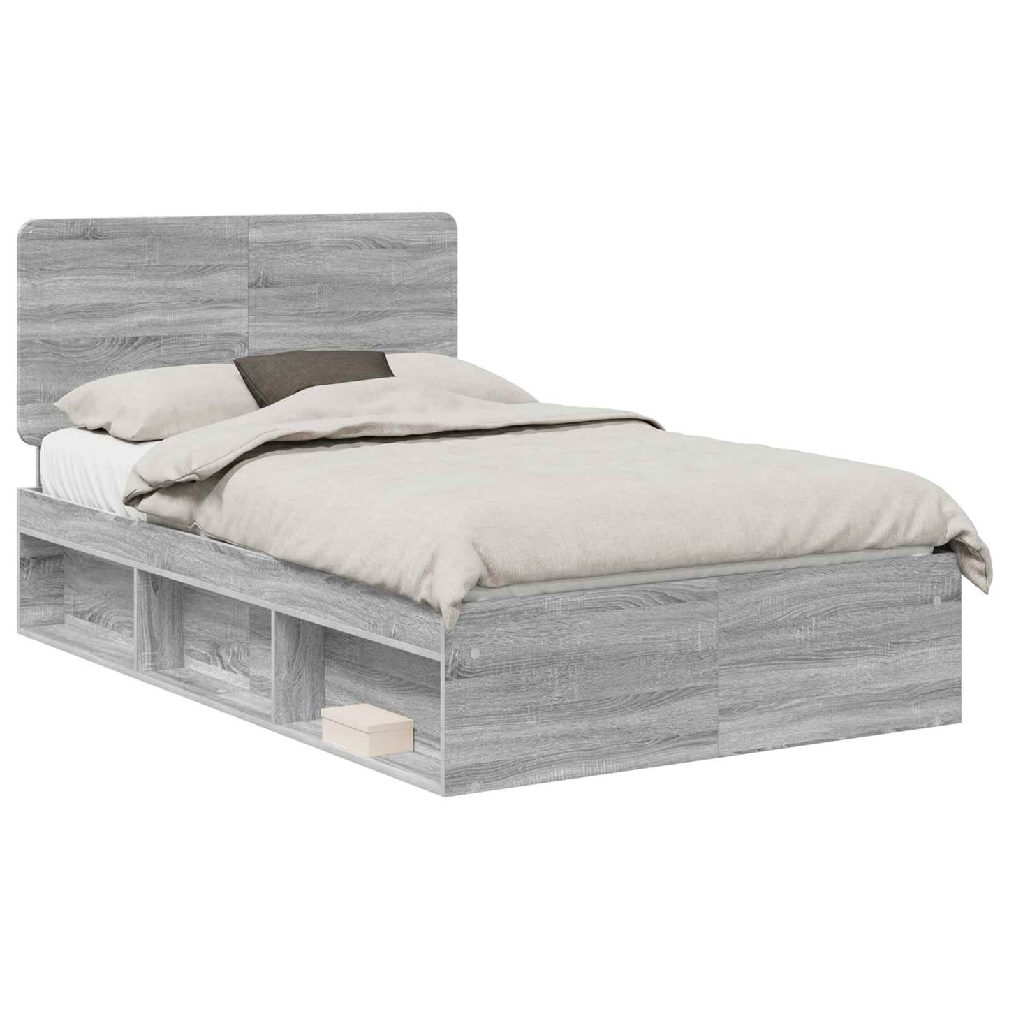 vidaXL Σκελετός Κρεβατιού Γκρι Sonoma 135 x 190 cm