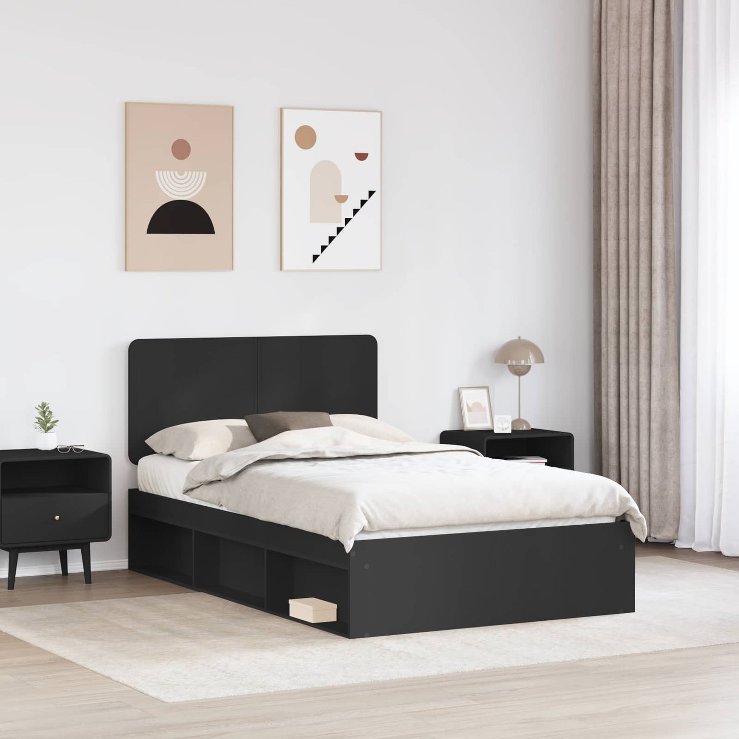 vidaXL Σκελετός Κρεβατιού Μαύρο 120 x 200 cm Στερεά ξυλεία πεύκου