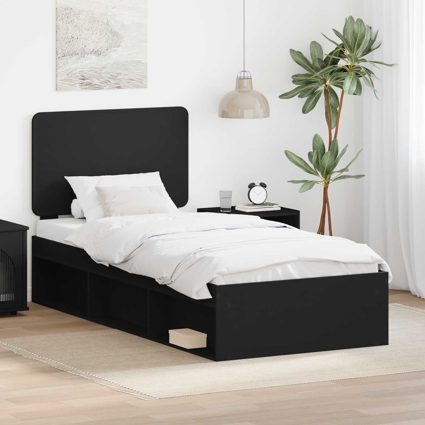 vidaXL Σκελετός Κρεβατιού Μαύρο 100 x 200 cm Στερεά ξυλεία πεύκου