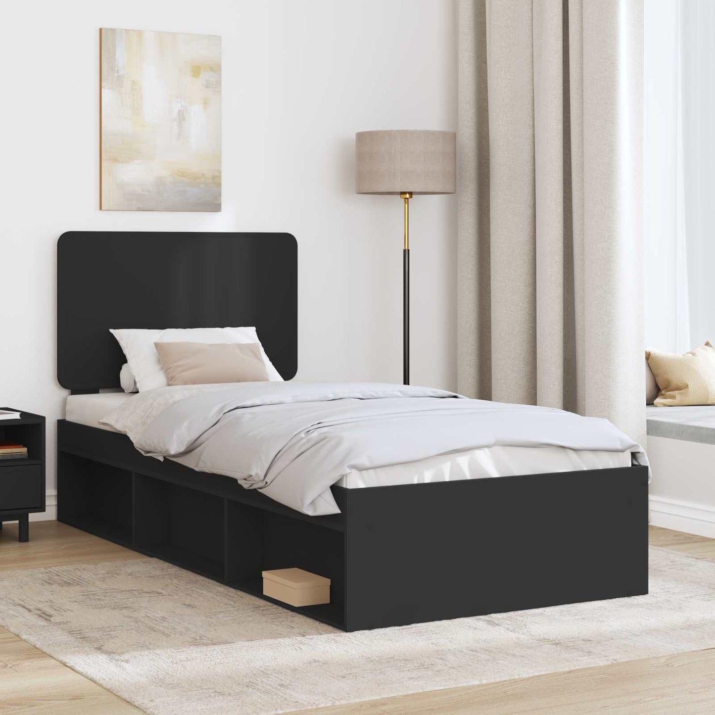 vidaXL Σκελετός Κρεβατιού Μαύρο 100 x 200 cm Στερεά ξυλεία πεύκου
