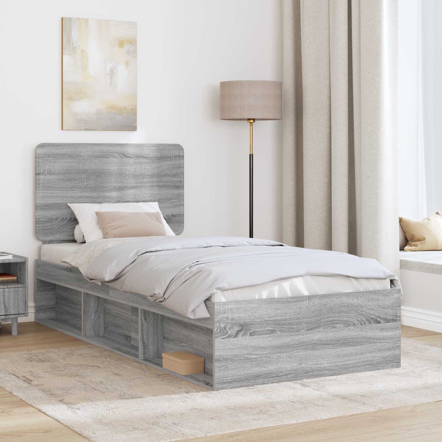 vidaXL Σκελετός Κρεβατιού Γκρι Sonoma 100 x 200 cm
