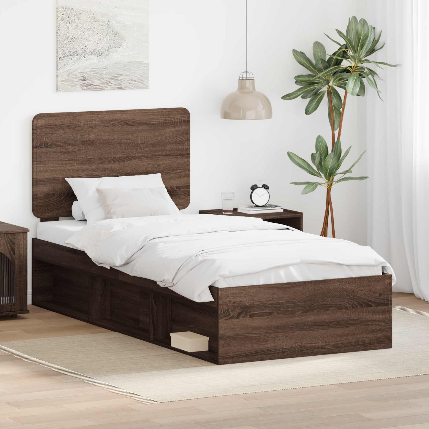 vidaXL Σκελετός Κρεβατιού Καφέ δρυς 90 x 190 cm Στερεά ξυλεία πεύκου