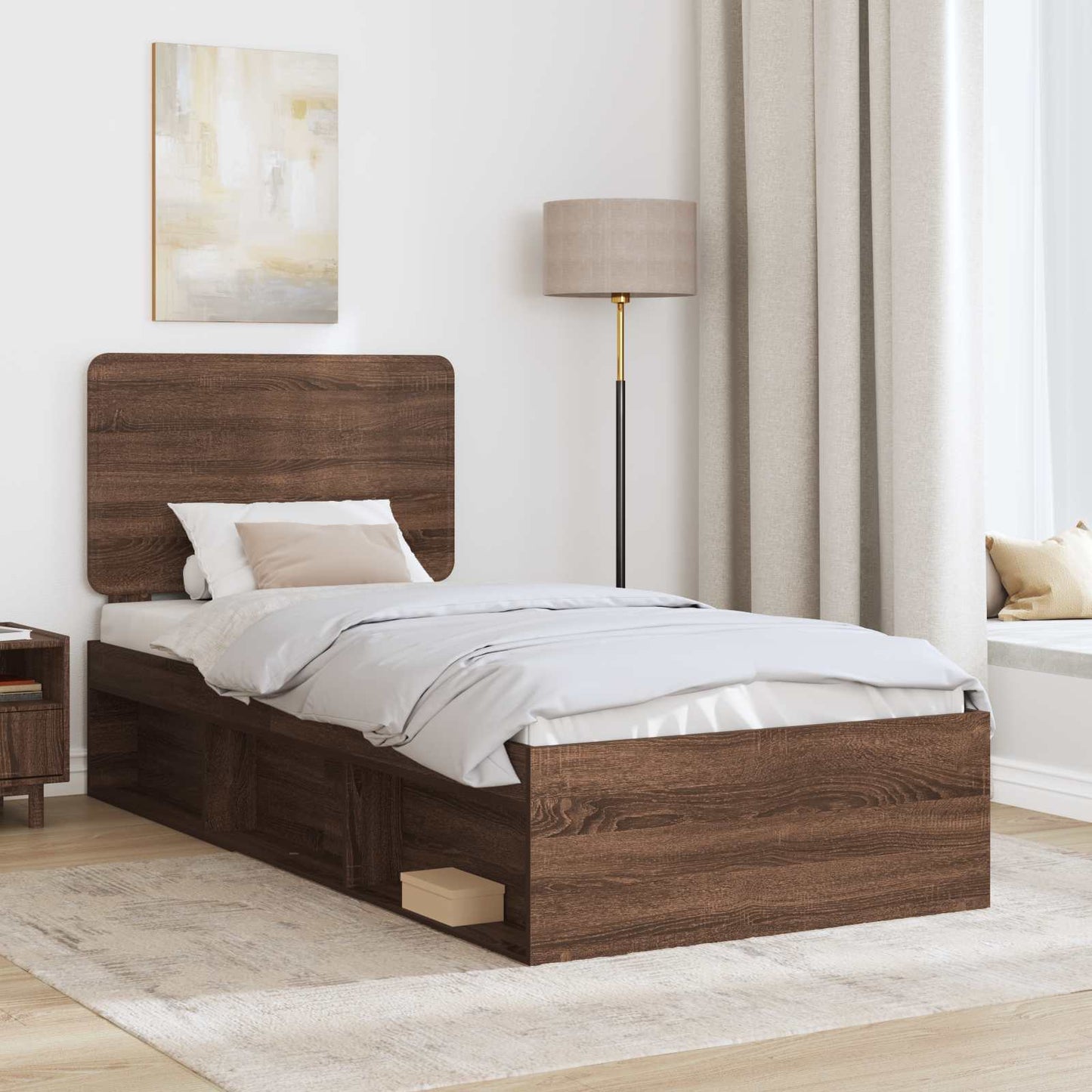 vidaXL Σκελετός Κρεβατιού Καφέ δρυς 90 x 190 cm Στερεά ξυλεία πεύκου