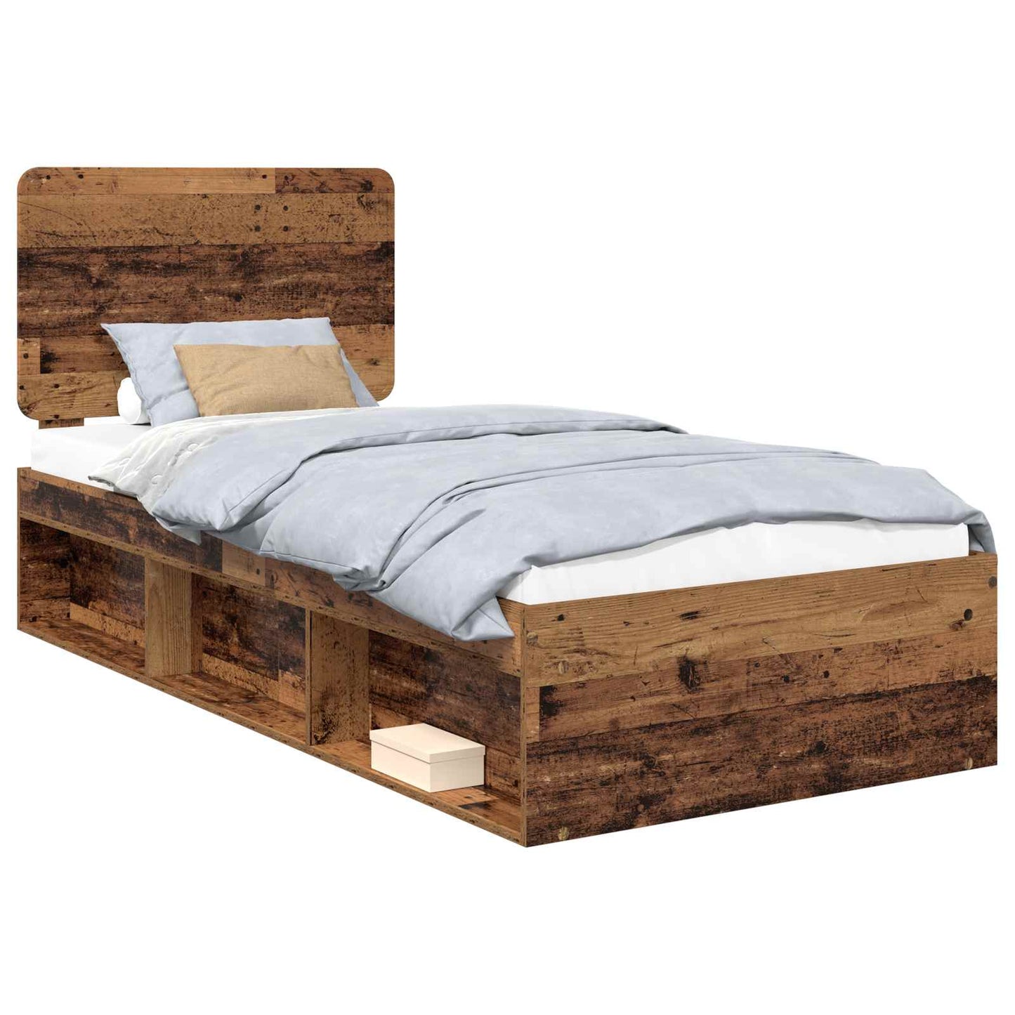 vidaXL Σκελετός Κρεβατιού Παλιό ξύλο 90 x 190 cm Στερεά ξυλεία πεύκου