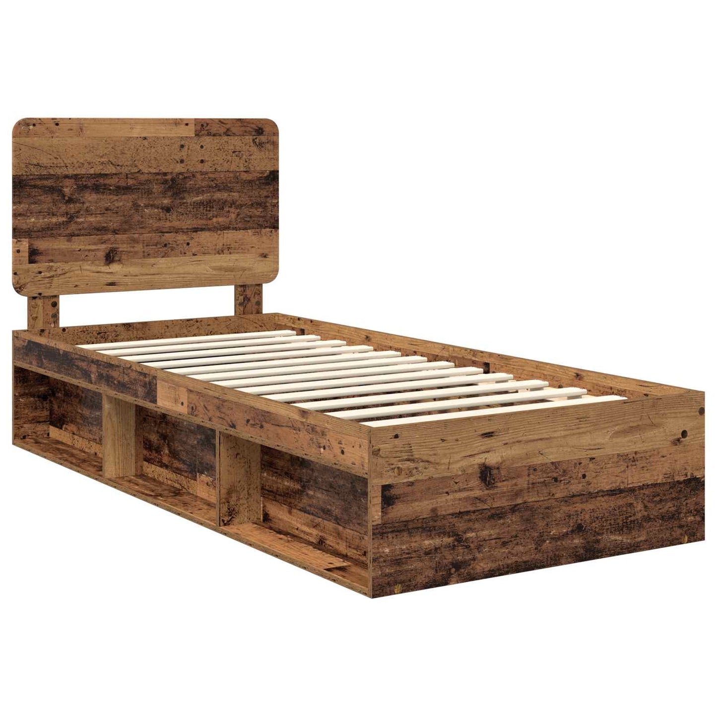 vidaXL Σκελετός Κρεβατιού Παλιό ξύλο 90 x 190 cm Στερεά ξυλεία πεύκου