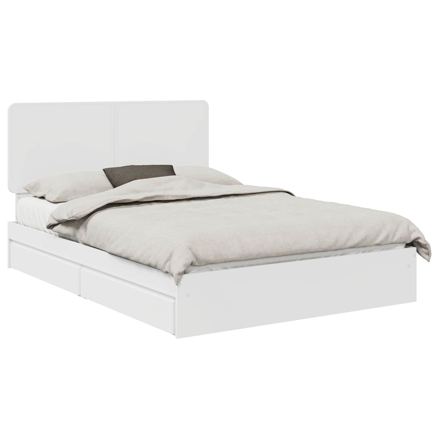 vidaXL Κρεβάτι Αποθήκης Λευκό 140 x 190 cm Επεξεργασμένο ξύλο