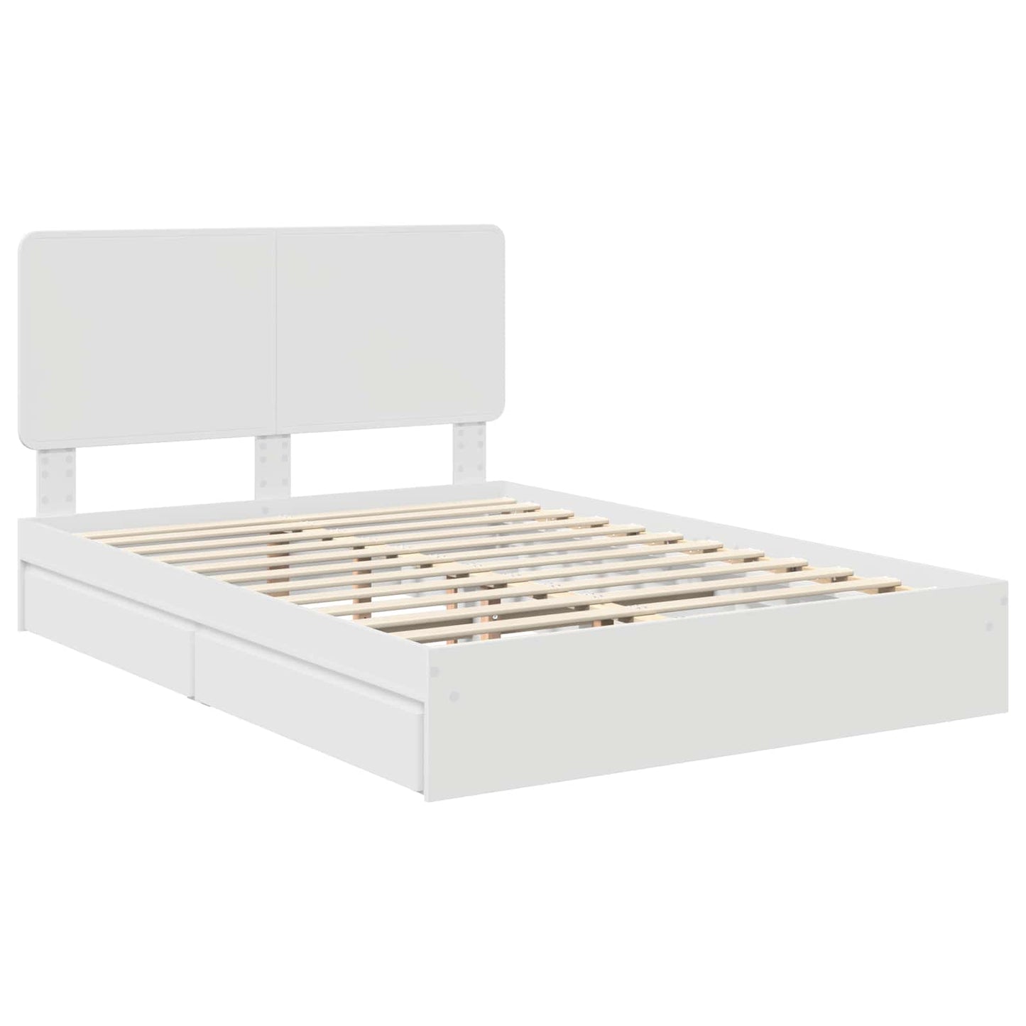 vidaXL Κρεβάτι Αποθήκης Λευκό 140 x 190 cm Επεξεργασμένο ξύλο