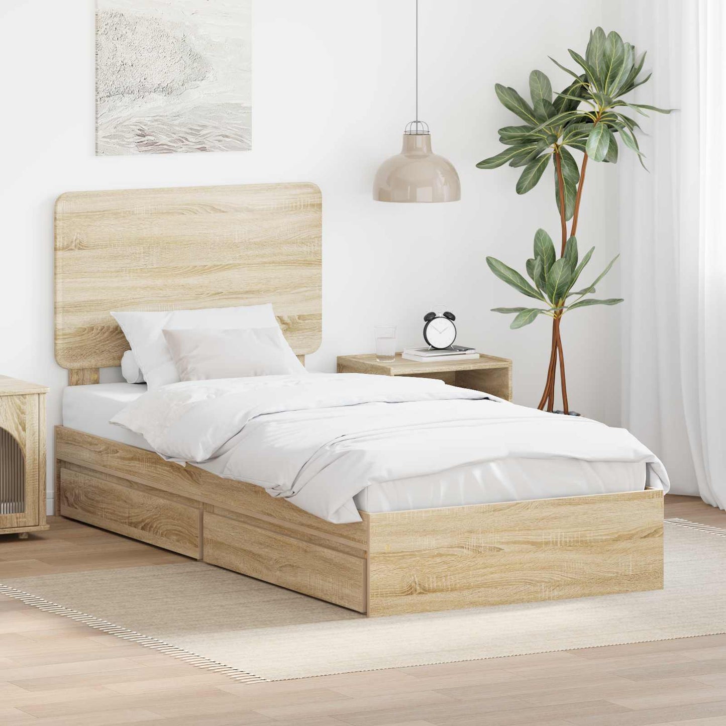 vidaXL Κρεβάτι Αποθήκης Δρύς Sonoma 90 x 200 cm Επεξεργασμένο ξύλο