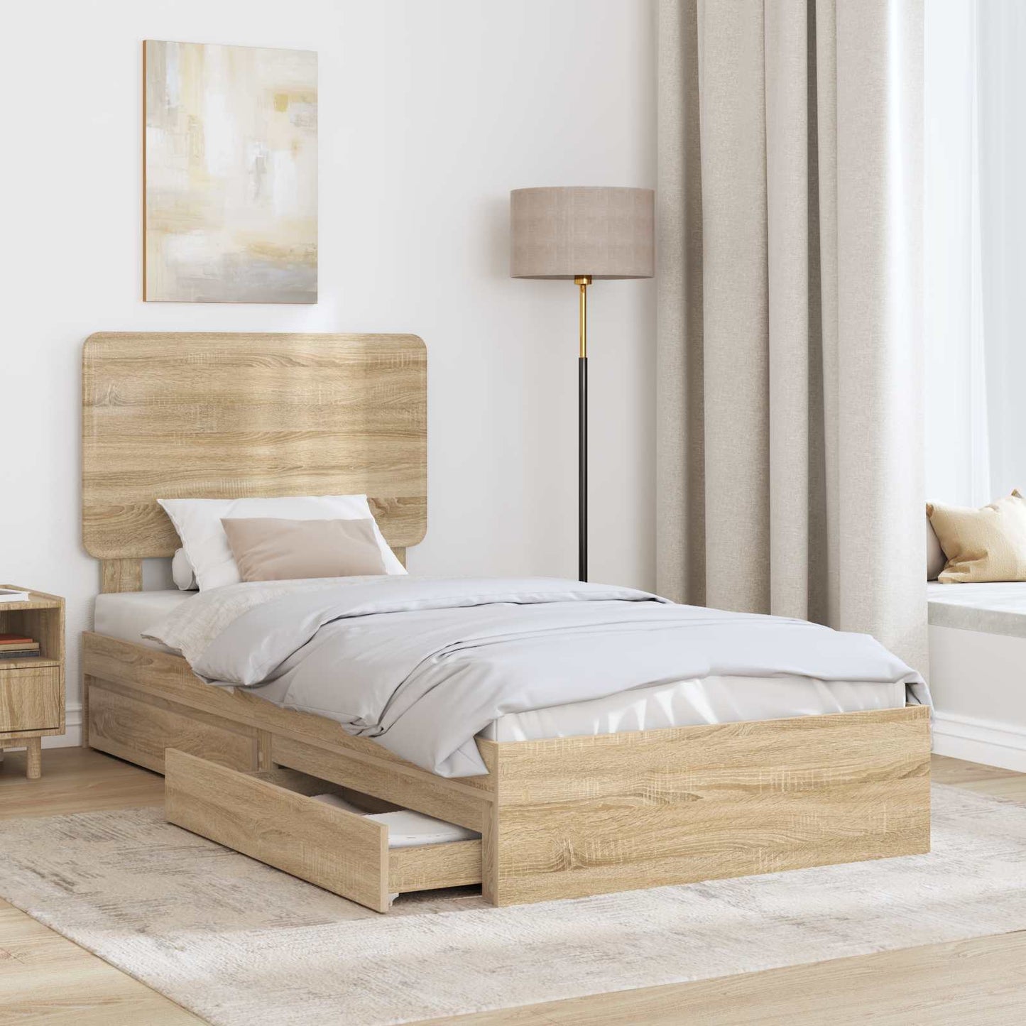vidaXL Κρεβάτι Αποθήκης Δρύς Sonoma 90 x 200 cm Επεξεργασμένο ξύλο