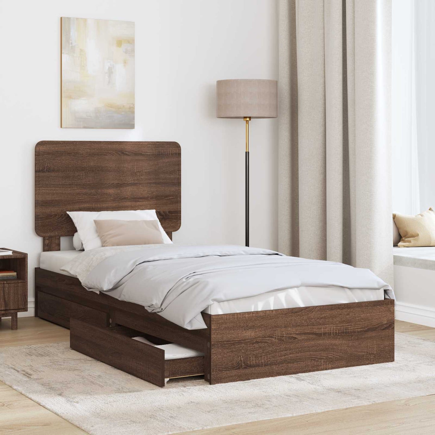 vidaXL Κρεβάτι Αποθήκης Καφέ δρυς 75 x 190 cm Επεξεργασμένο Ξύλο