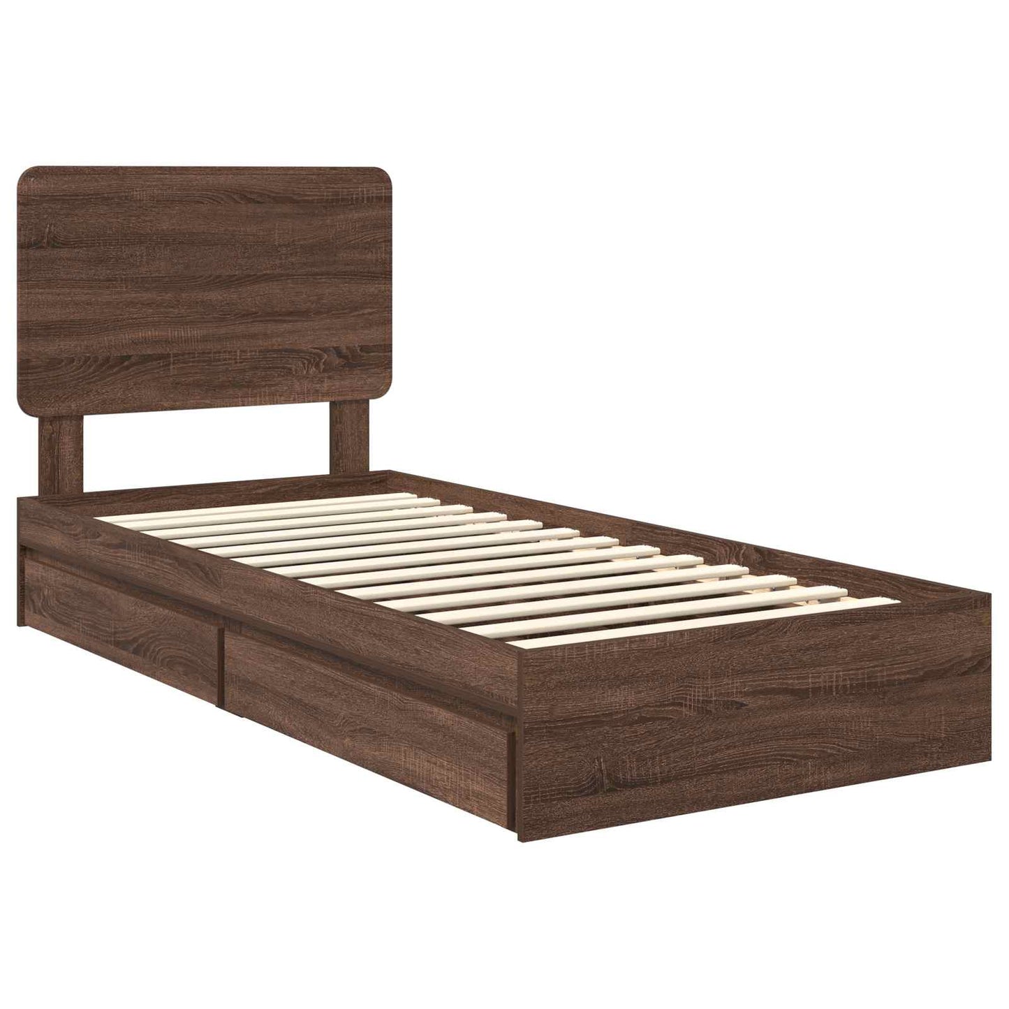 vidaXL Κρεβάτι Αποθήκης Καφέ δρυς 75 x 190 cm Επεξεργασμένο Ξύλο