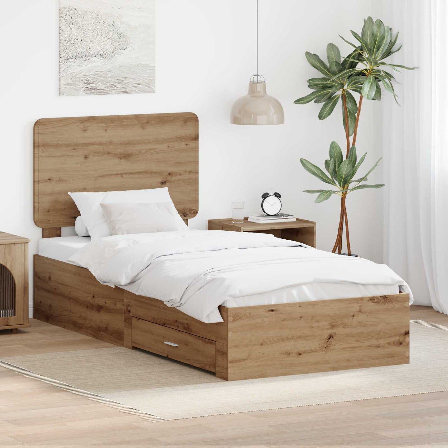 vidaXL Σκελετός Κρεβατιού Artisan Oak 100 x 200 cm Επεξεργασμένο Ξύλο