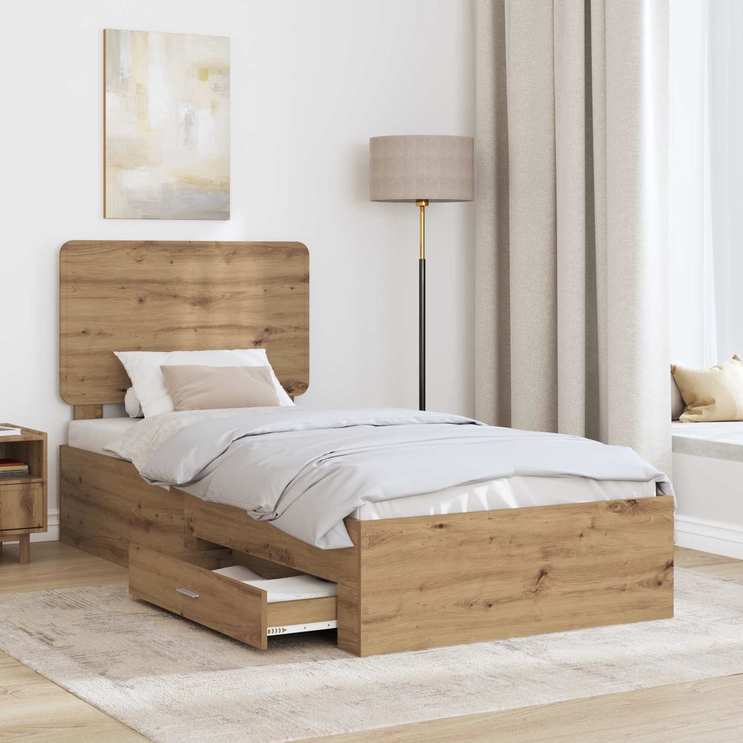 vidaXL Σκελετός Κρεβατιού Artisan Oak 100 x 200 cm Επεξεργασμένο Ξύλο