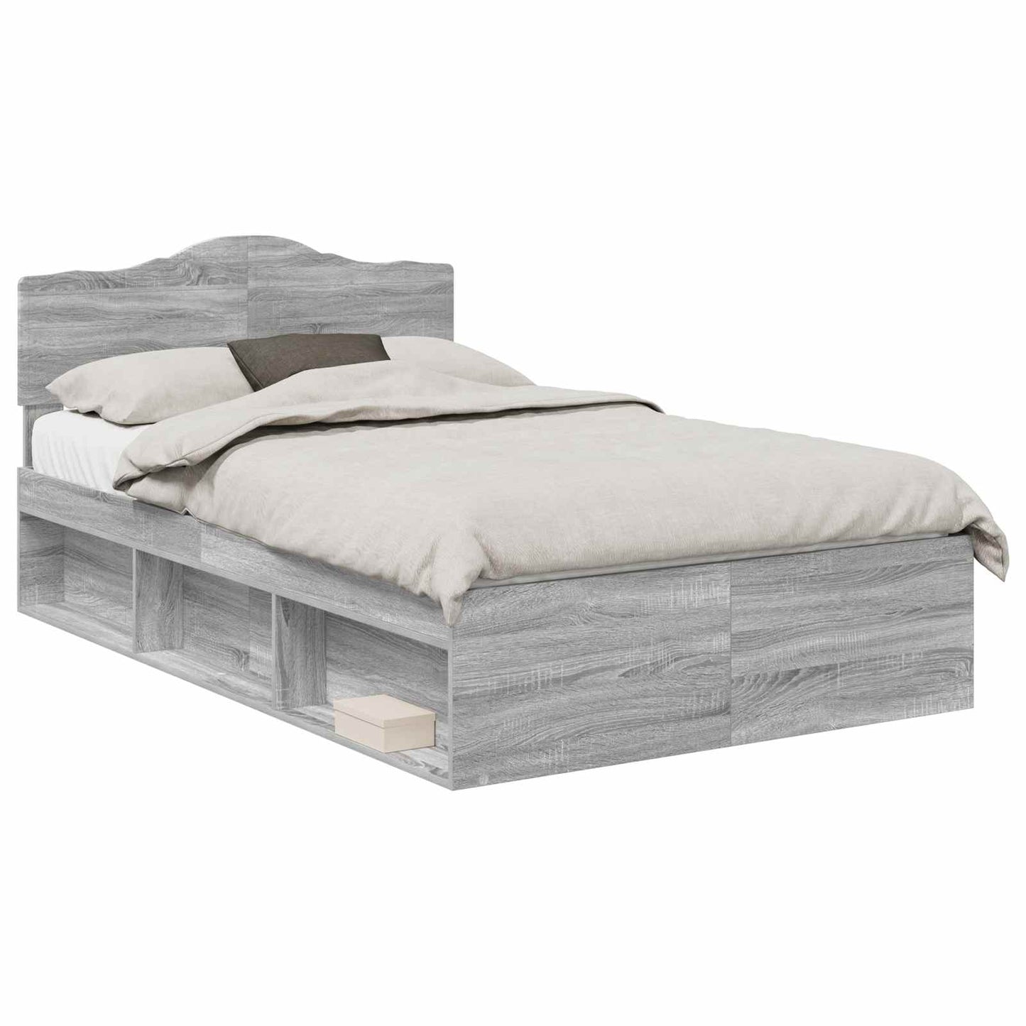 vidaXL Σκελετός Κρεβατιού Γκρι Sonoma 135 x 190 cm