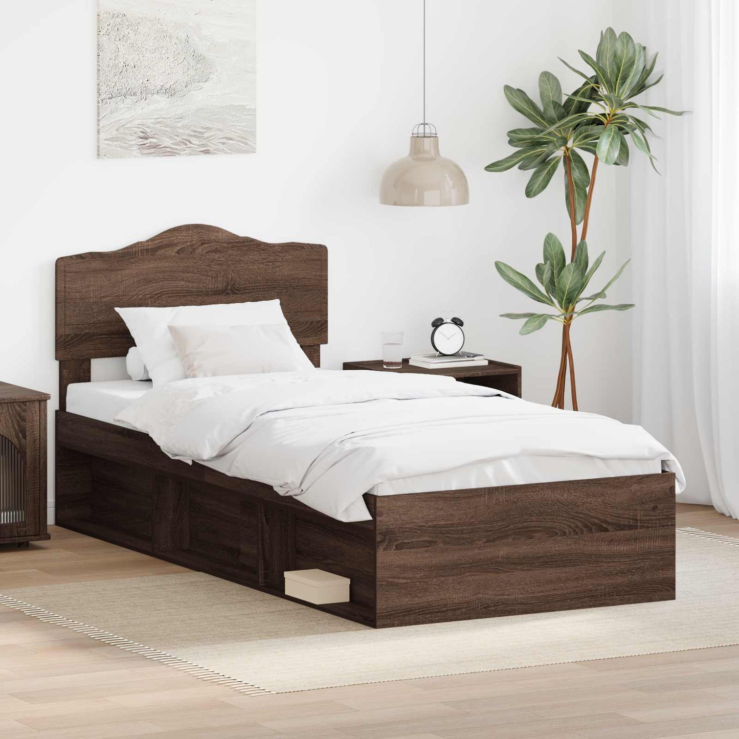 vidaXL Σκελετός Κρεβατιού Καφέ δρυς 75 x 190 cm Στερεά ξυλεία πεύκου