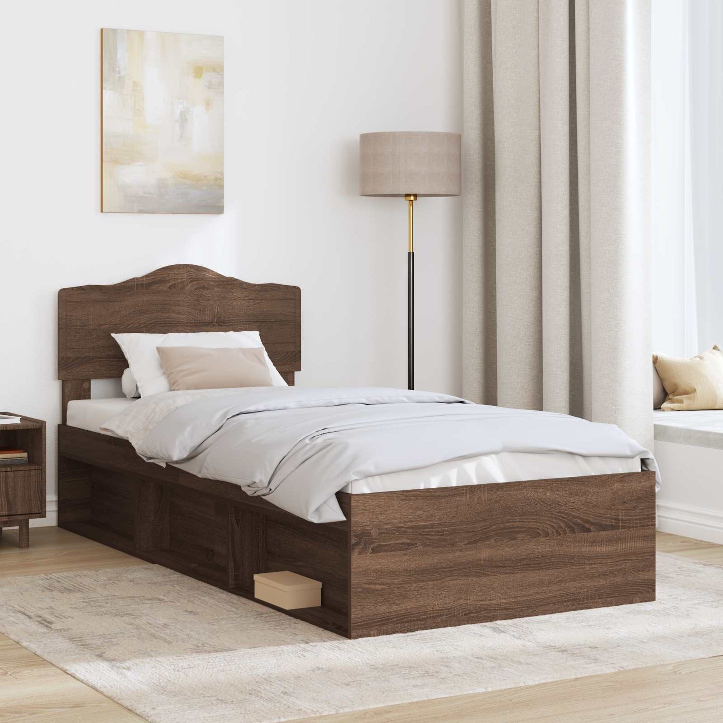 vidaXL Σκελετός Κρεβατιού Καφέ δρυς 75 x 190 cm Στερεά ξυλεία πεύκου