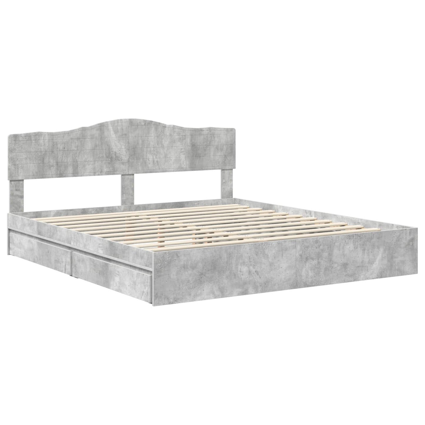 vidaXL Κρεβάτι Αποθήκης Σκυρόδεμα Γκρι 200 x 200 cm Επεξεργασμένο Ξύλο
