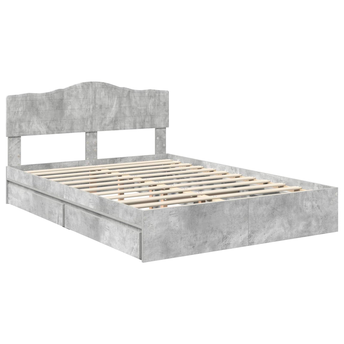 vidaXL Κρεβάτι Αποθήκης Σκυρόδεμα Γκρι 150 x 200 cm Επεξεργασμένο Ξύλο