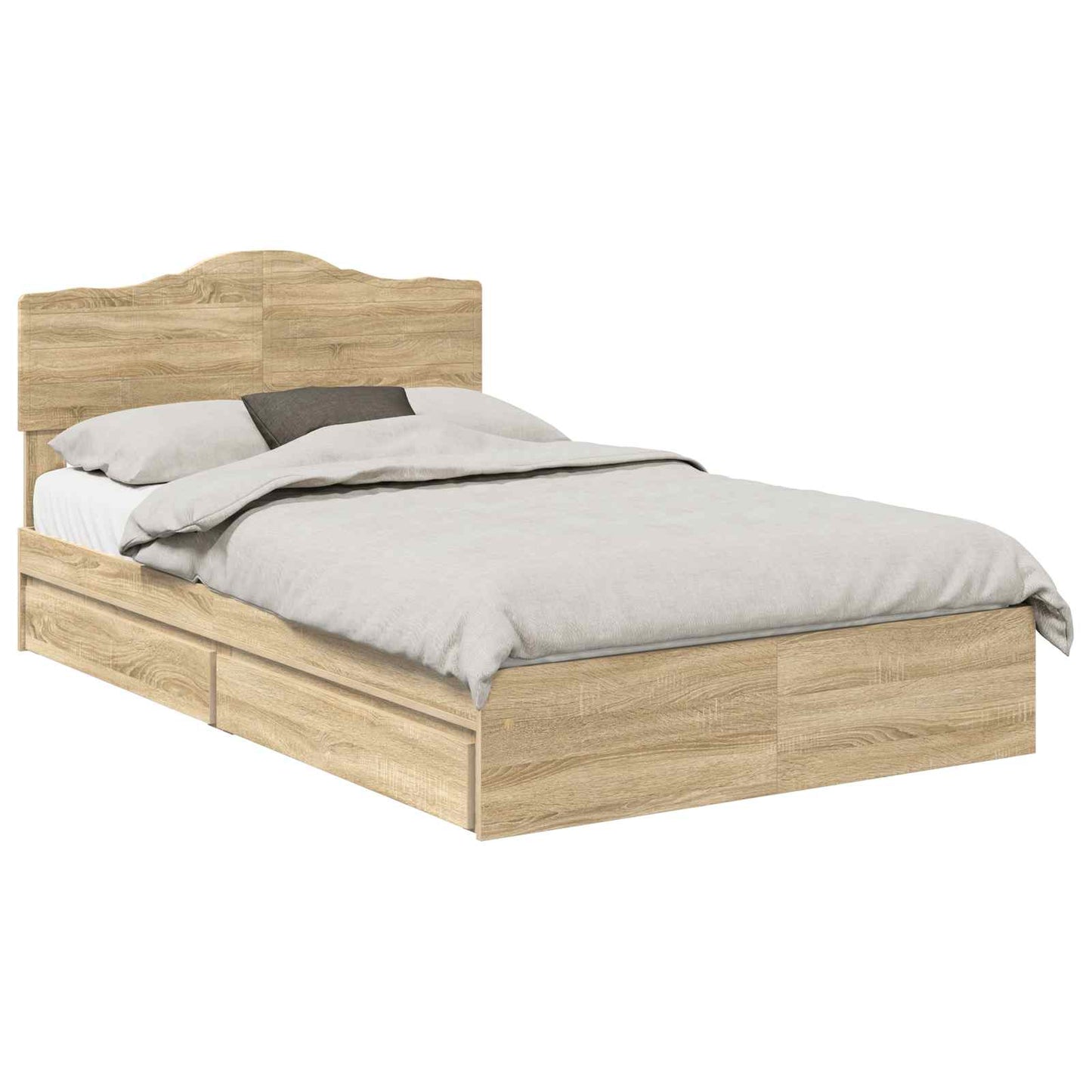 vidaXL Κρεβάτι Αποθήκης Δρύς Sonoma 135 x 190 cm Επεξεργασμένο Ξύλο
