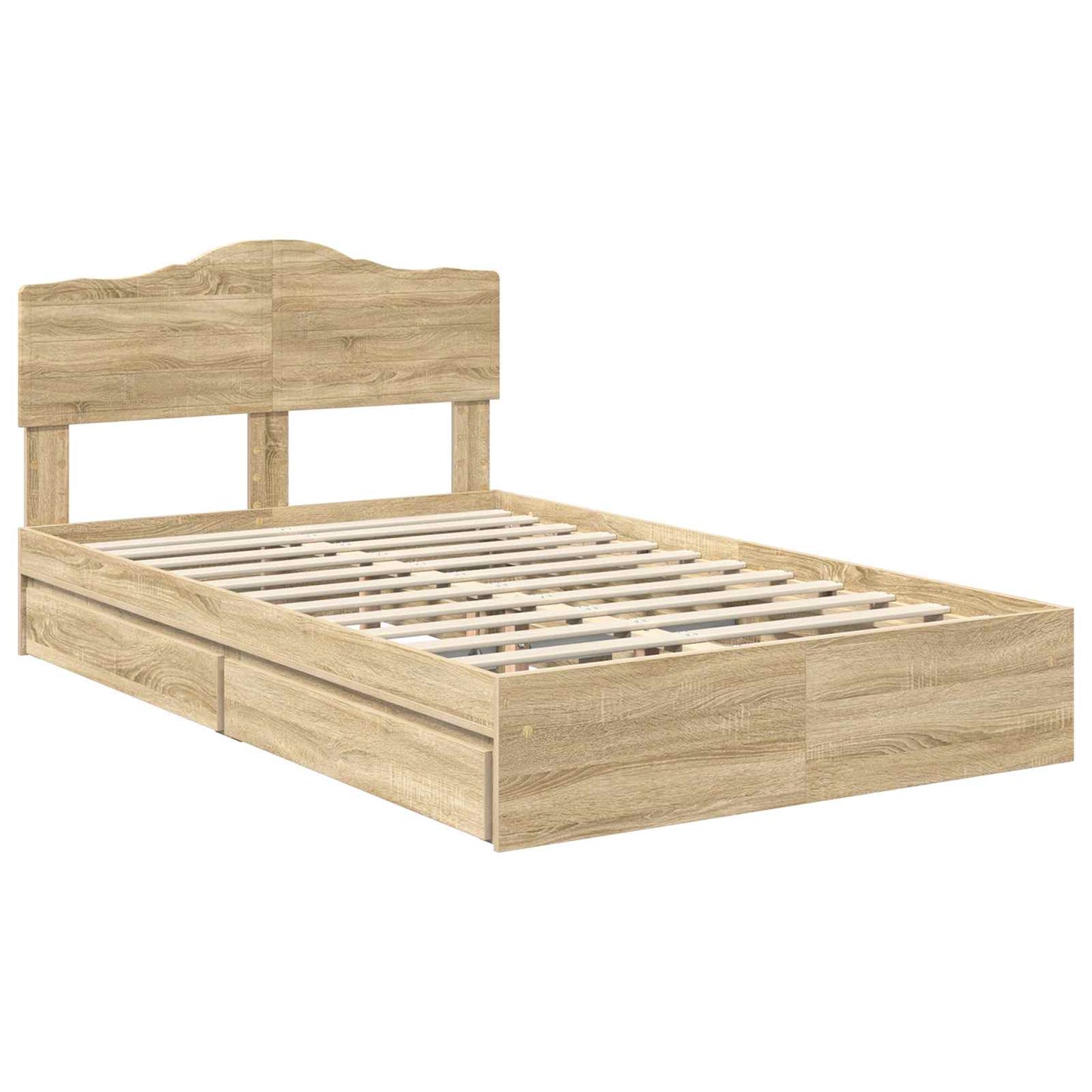 vidaXL Κρεβάτι Αποθήκης Δρύς Sonoma 135 x 190 cm Επεξεργασμένο Ξύλο