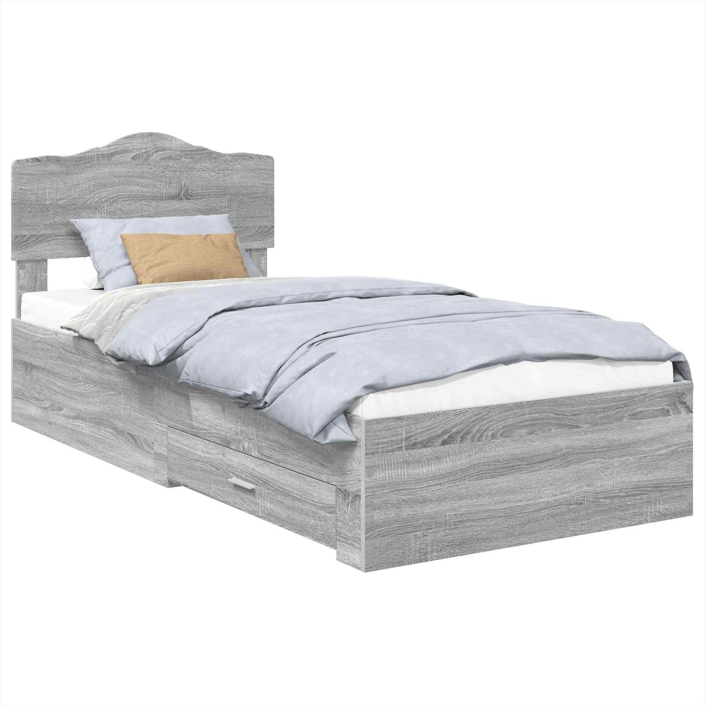 vidaXL Σκελετός Κρεβατιού Γκρίζο Σονομα 90 x 190 cm Επεξεργασμένο Ξύλο