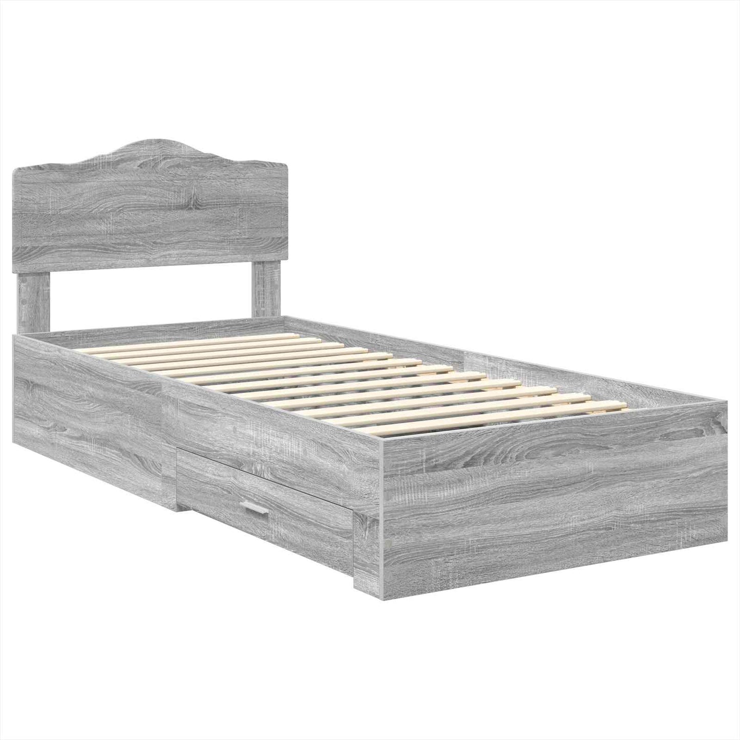 vidaXL Σκελετός Κρεβατιού Γκρίζο Σονομα 90 x 190 cm Επεξεργασμένο Ξύλο