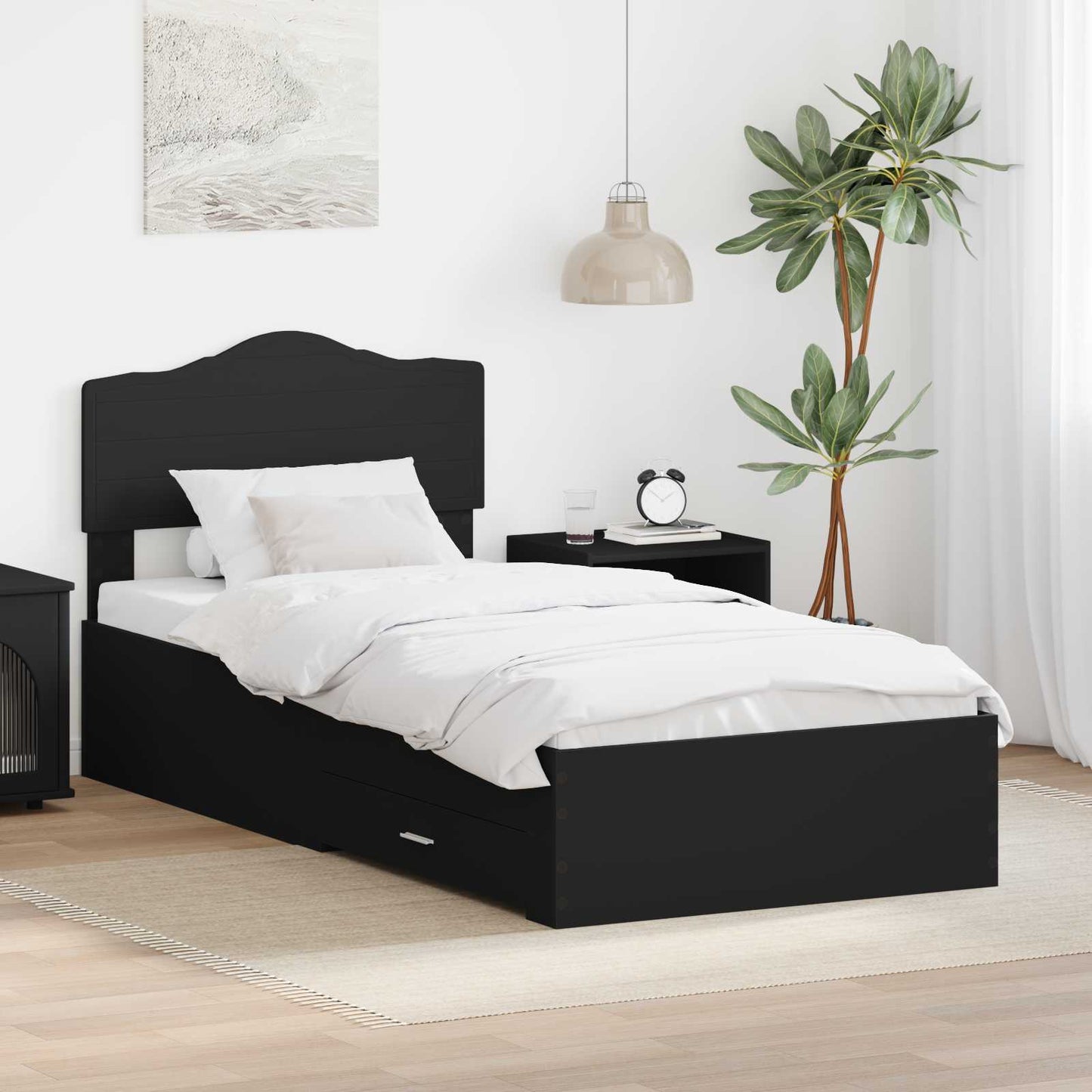 vidaXL Σκελετός Κρεβατιού Μαύρο 70 x 190 cm Επεξεργασμένο Ξύλο