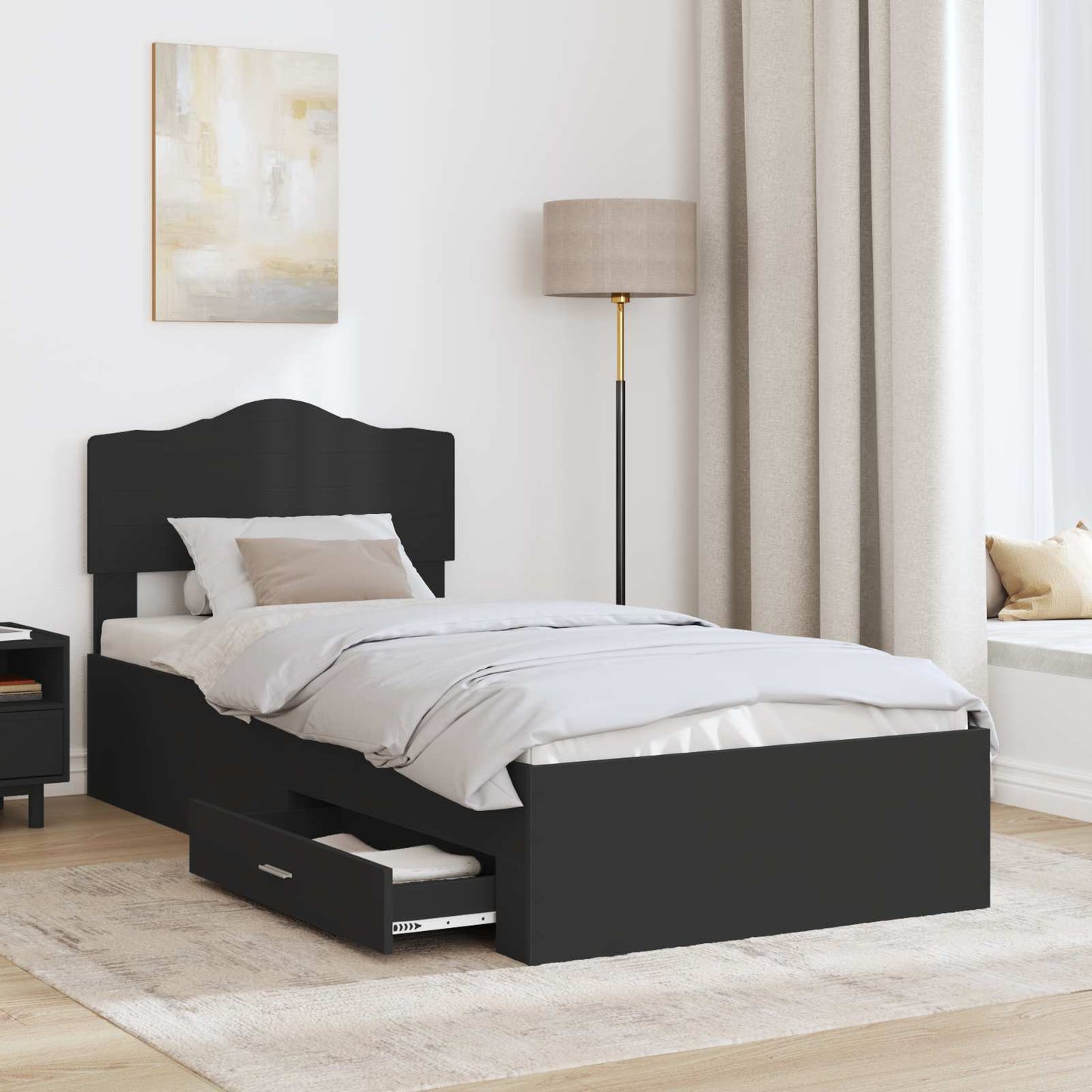 vidaXL Σκελετός Κρεβατιού Μαύρο 70 x 190 cm Επεξεργασμένο Ξύλο