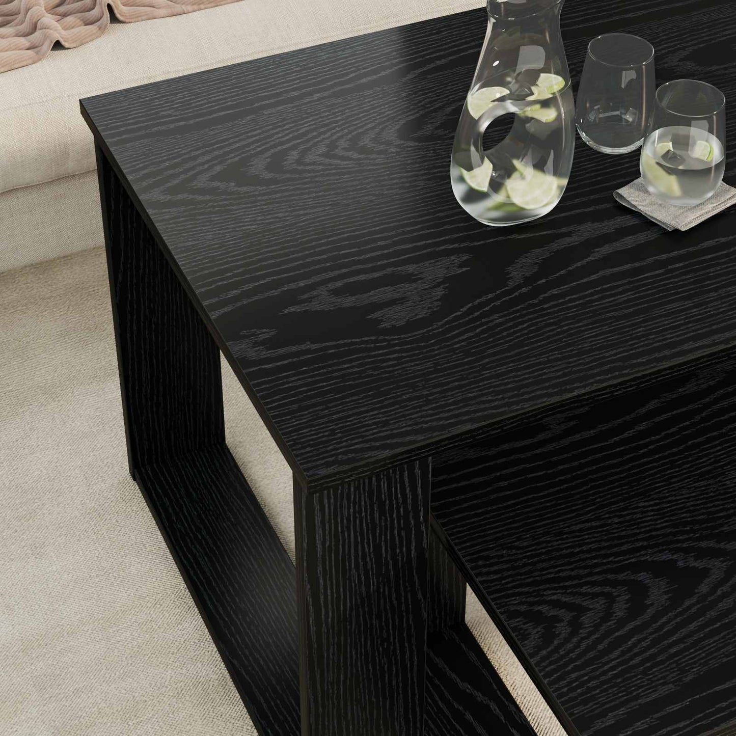 vidaXL Σετ Τραπεζιού Για Καφέ 2 pcs Μαύρη Οξυά Επεξεργασμένο ξύλο