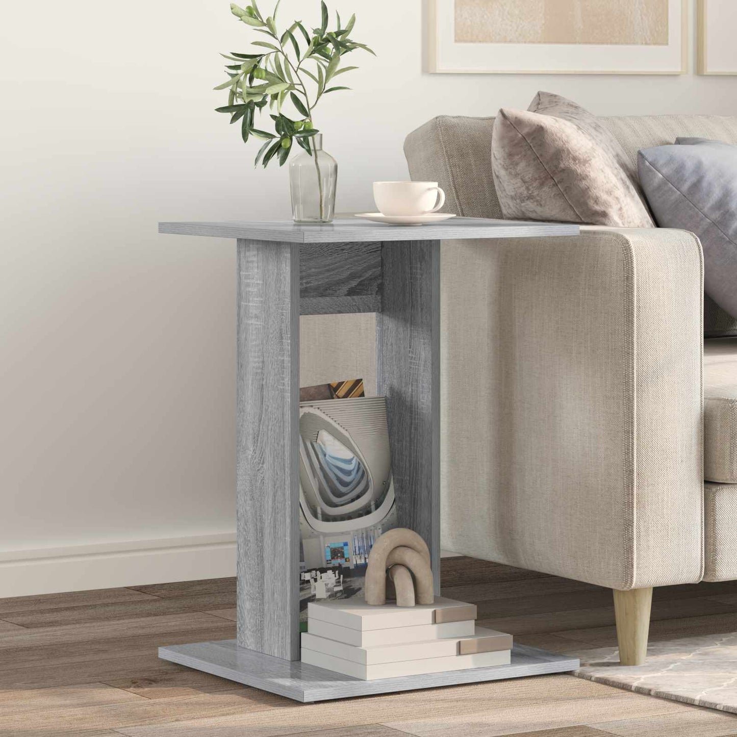vidaXL Τραπεζάκι Πλευράς Γκρι Sonoma 45 x 40 x 62,5 εκ.