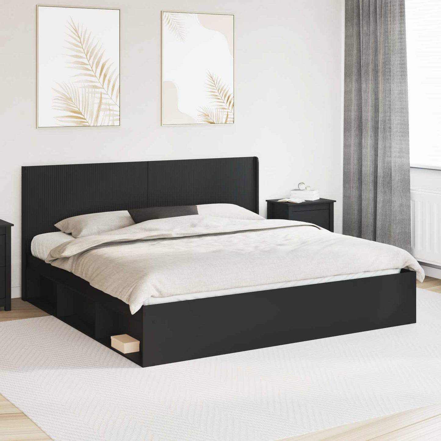 vidaXL Καλάθι με αποθήκη και κεφαλάρι Μαύρο 200 x 200 cm