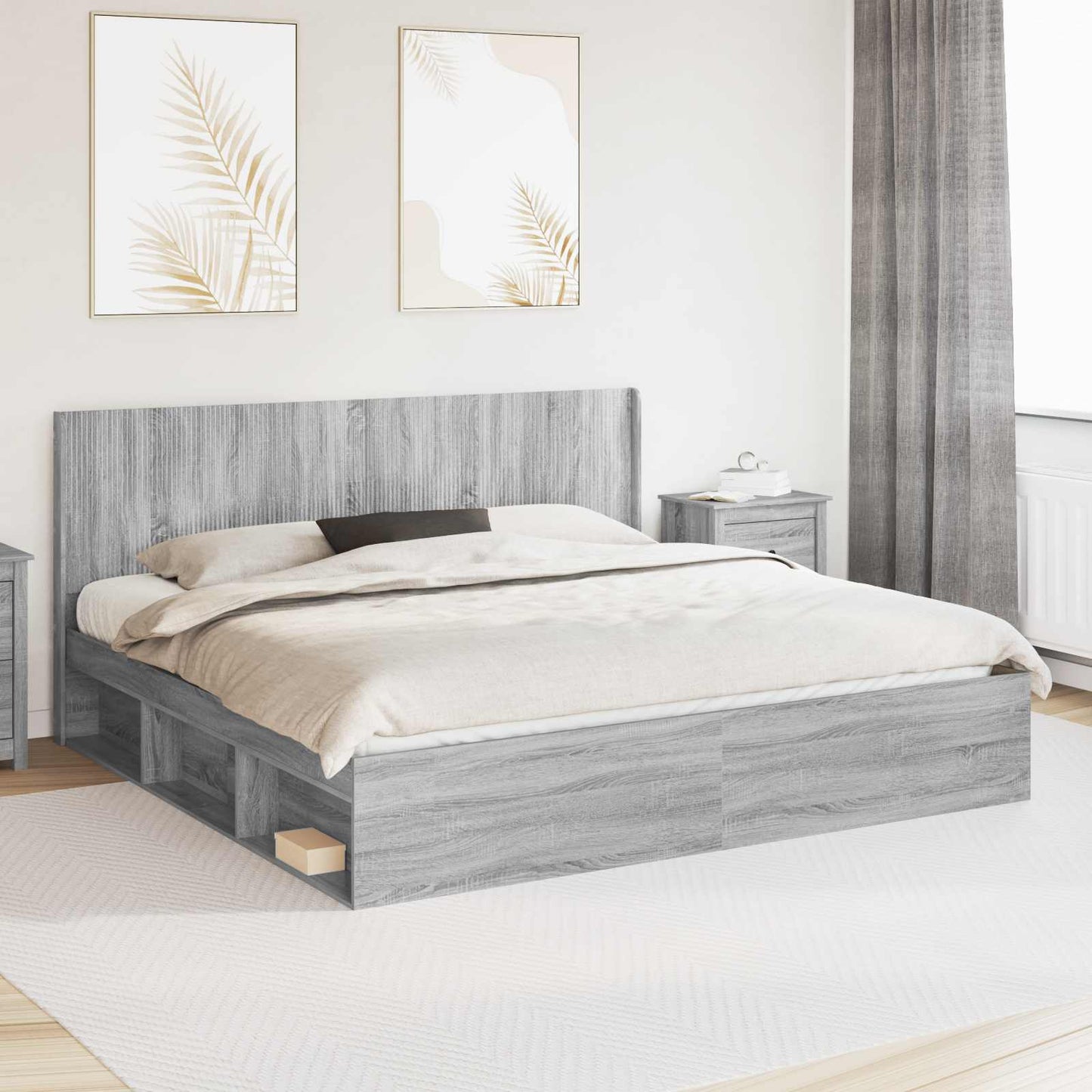 vidaXL Καλάθι με αποθήκη και κεφαλάρι Γκρι Sonoma 200 x 200 cm