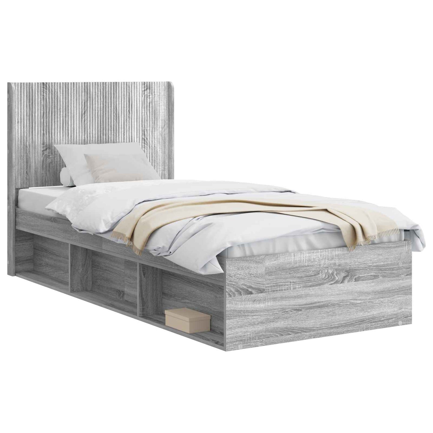 vidaXL Καλάθι με αποθήκη και κεφαλάρι Γκρι Sonoma 90 x 190 cm