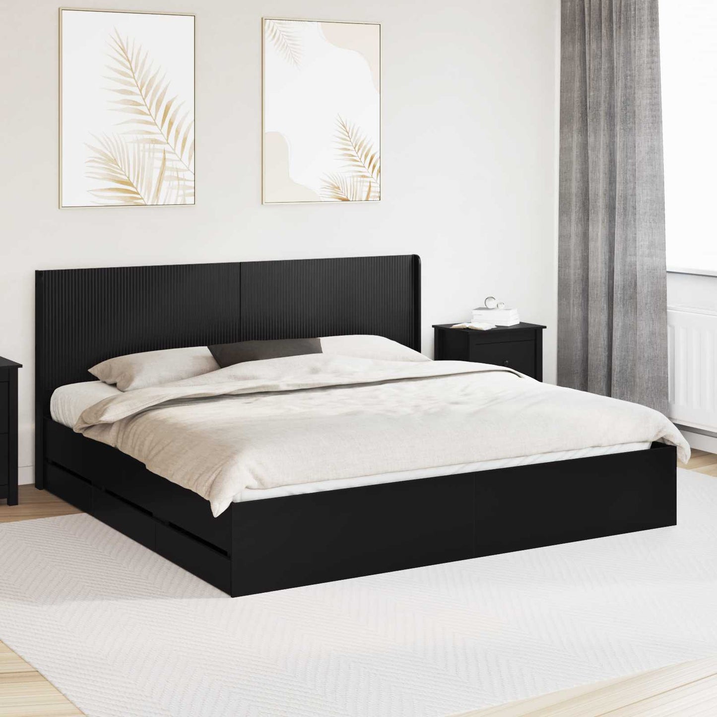 vidaXL Καλάθι με αποθήκη και κεφαλάρι Μαύρο 200 x 200 cm