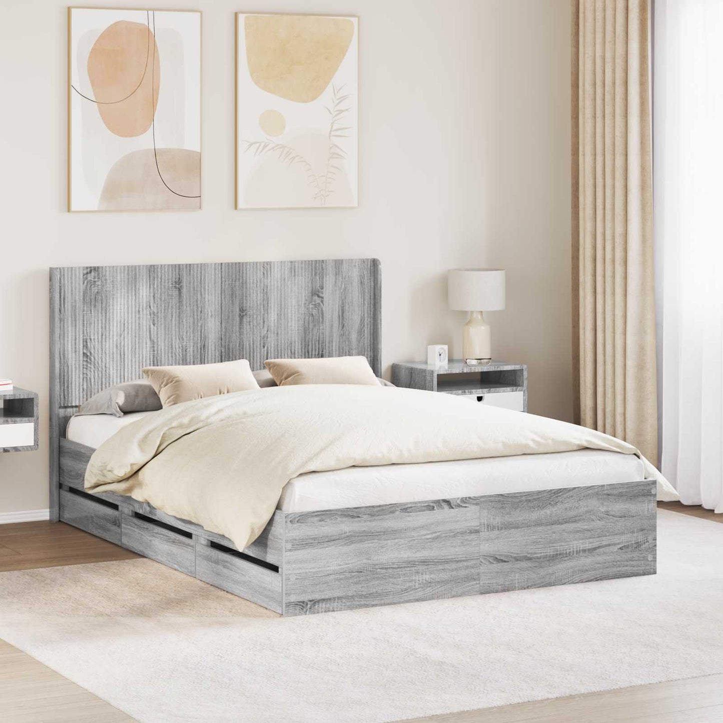 vidaXL Καλάθι με αποθήκη και κεφαλάρι Γκρι Sonoma 160 x 200 cm