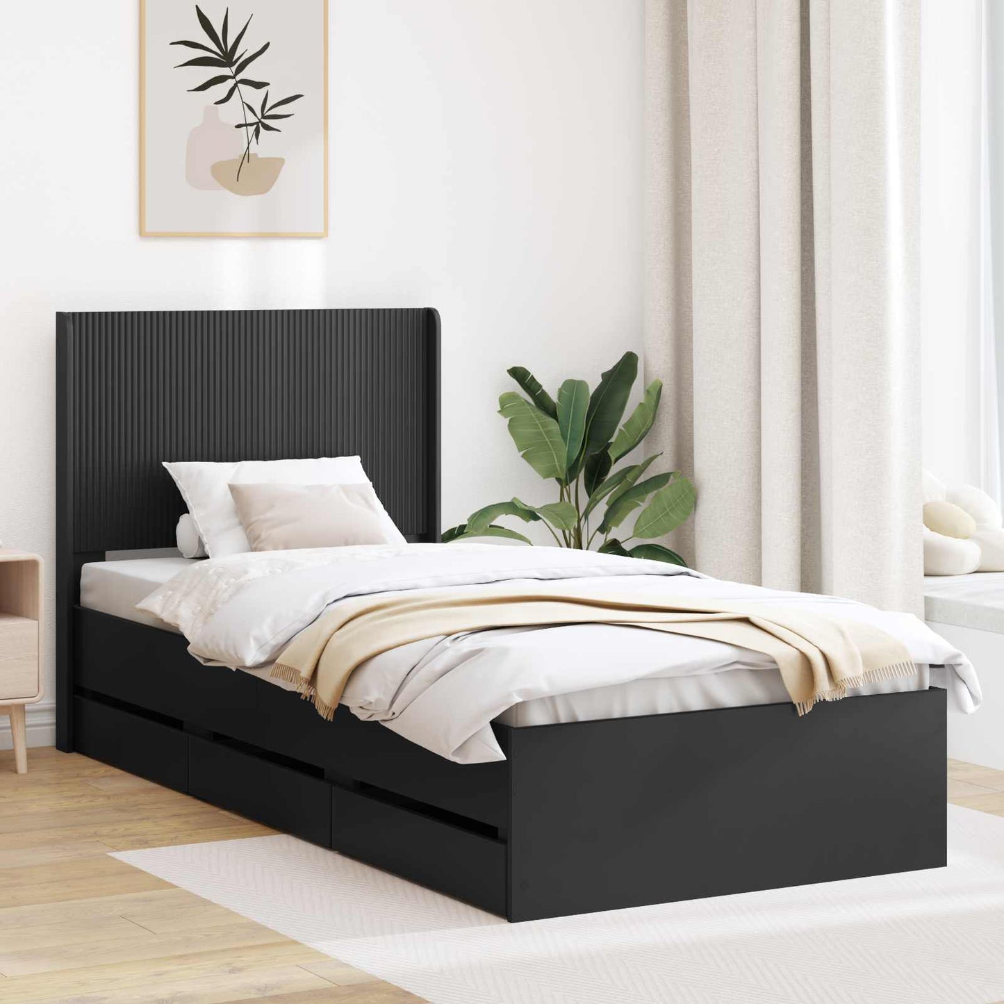vidaXL Καλάθι με αποθήκη και κεφαλάρι Μαύρο 100 x 200 cm