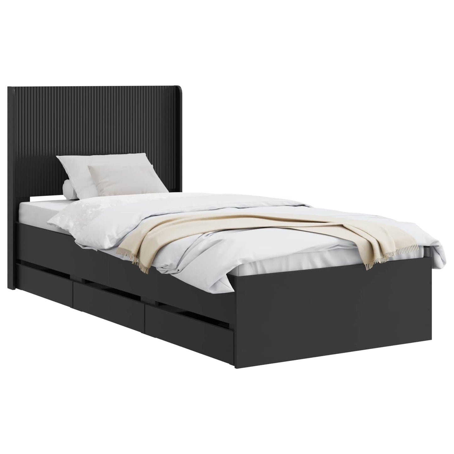 vidaXL Καλάθι με αποθήκη και κεφαλάρι Μαύρο 75 x 190 cm