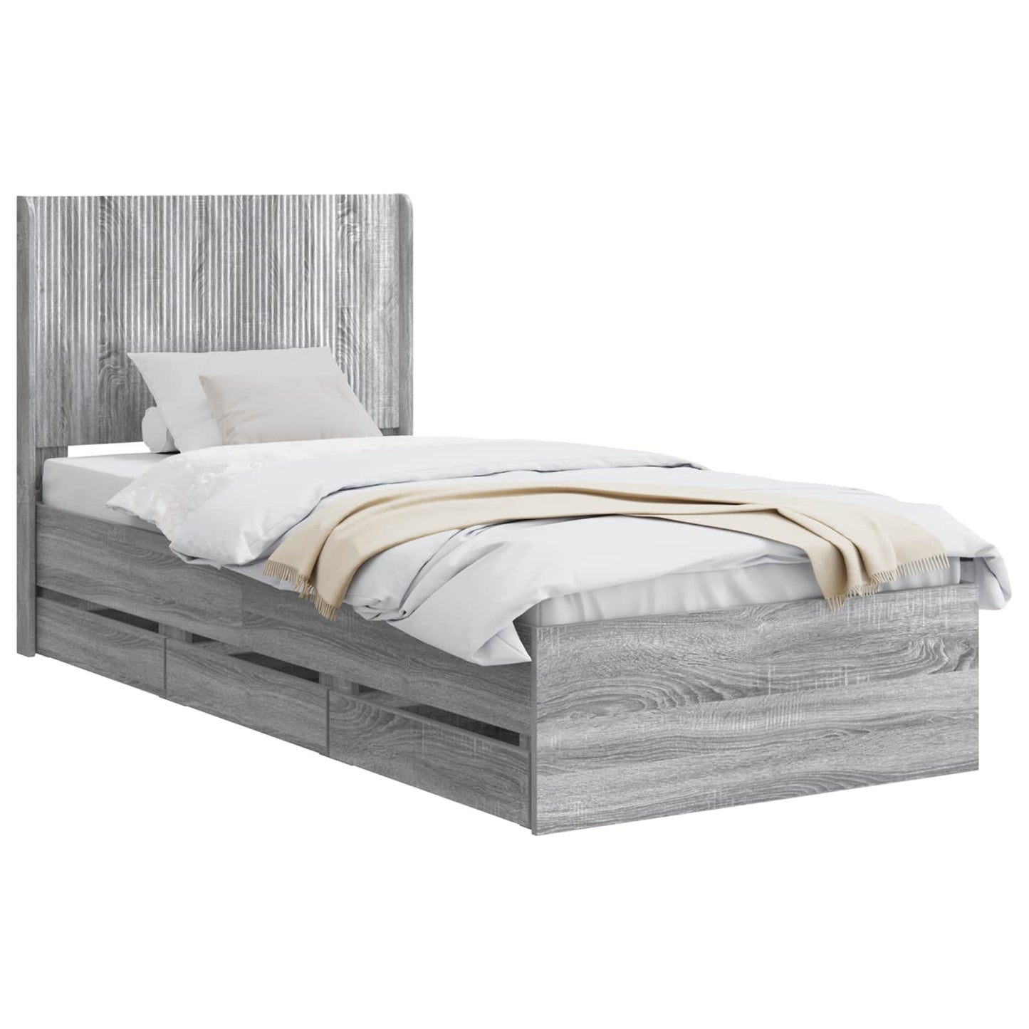 vidaXL Καλάθι με αποθήκη και κεφαλάρι Γκρι Sonoma 75 x 190 cm