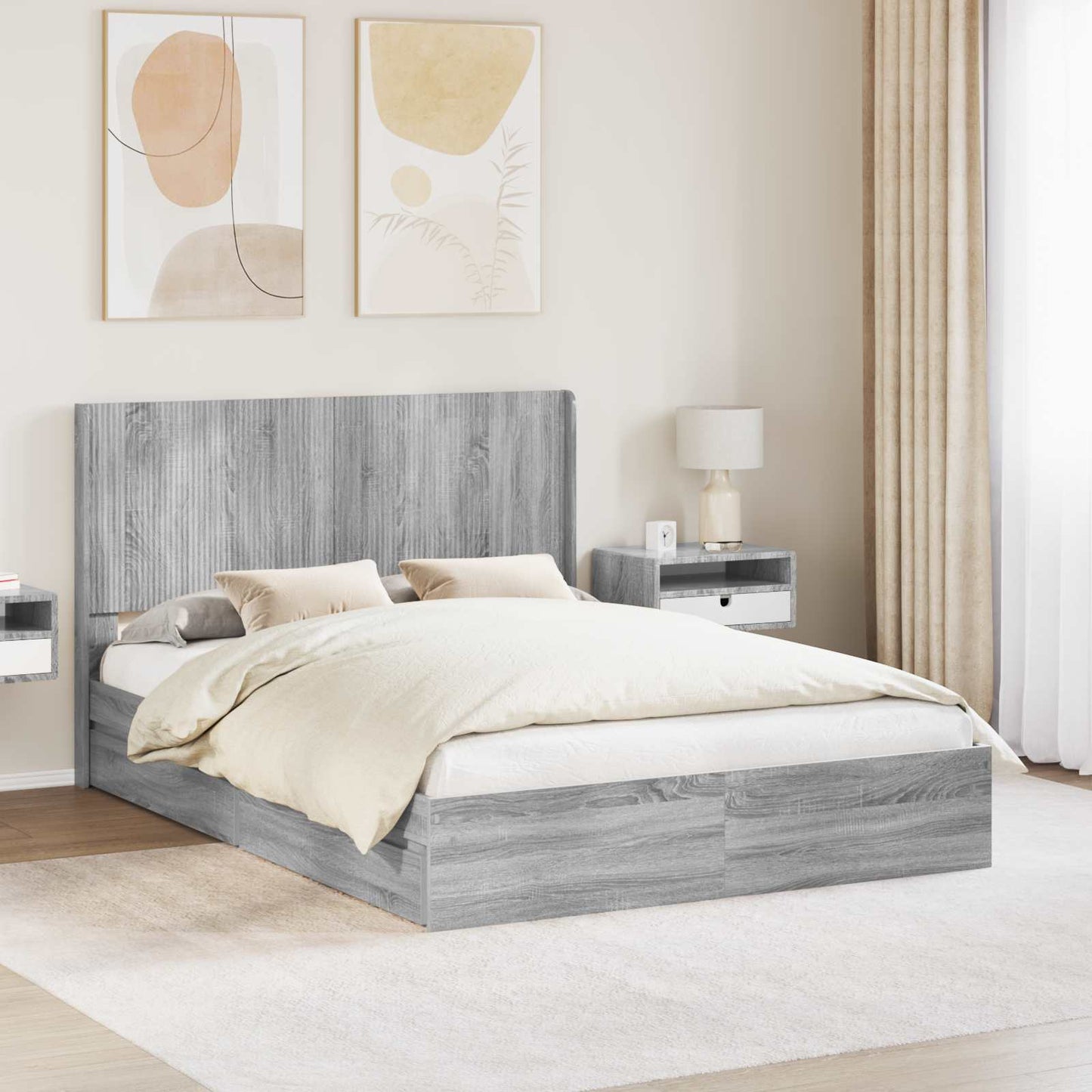 vidaXL Καλάθι με αποθήκη και κεφαλάρι Γκρι Sonoma 160 x 200 cm
