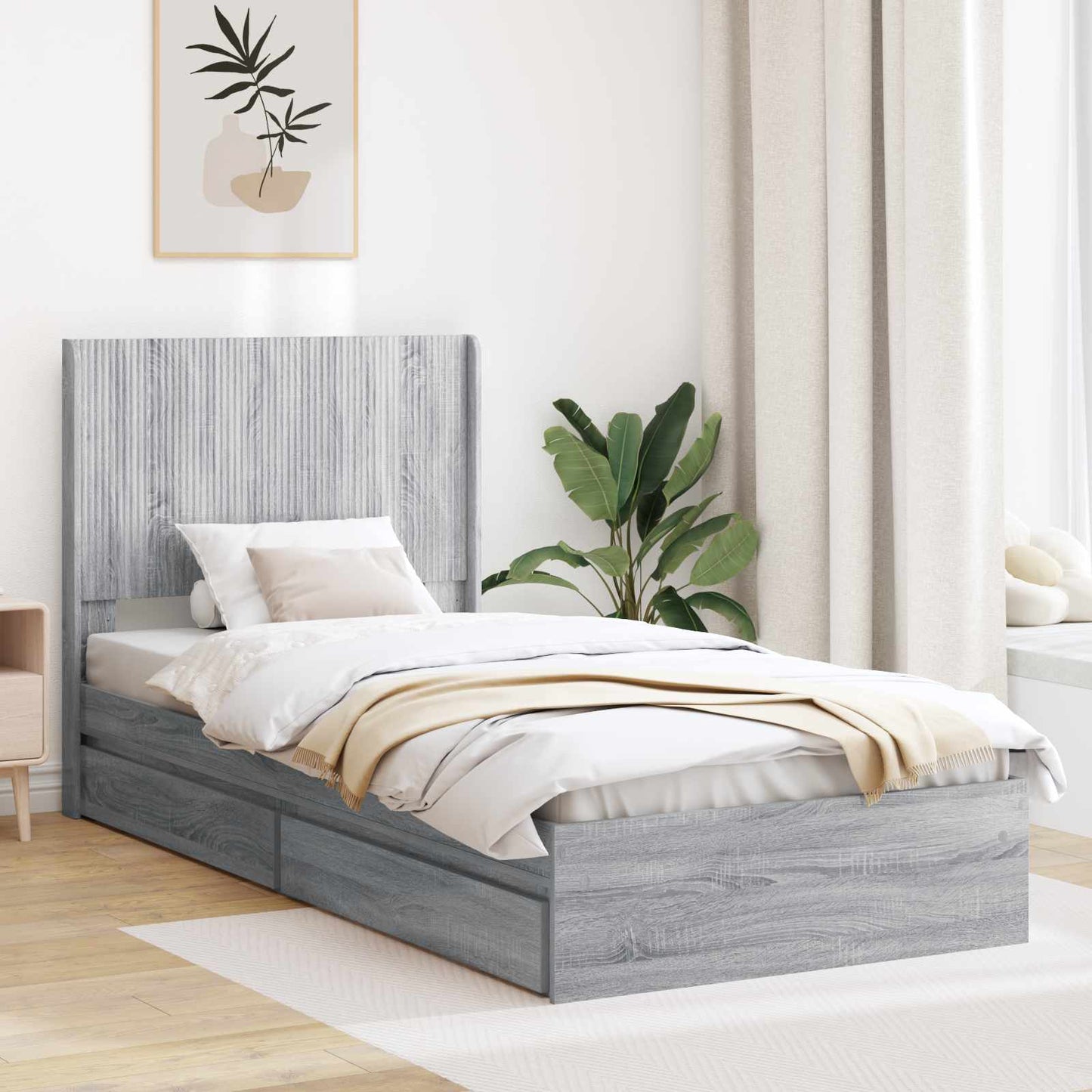 vidaXL Καλάθι με αποθήκη και κεφαλάρι Γκρι Sonoma 75 x 190 cm