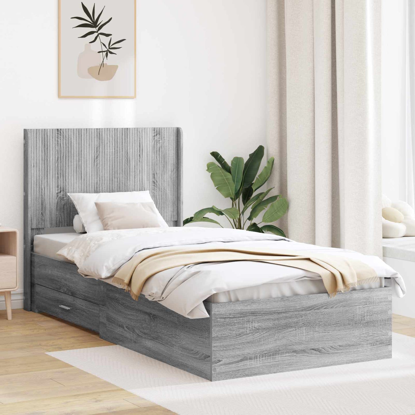 vidaXL Καλάθι με αποθήκη και κεφαλάρι Γκρι Sonoma 100 x 200 cm
